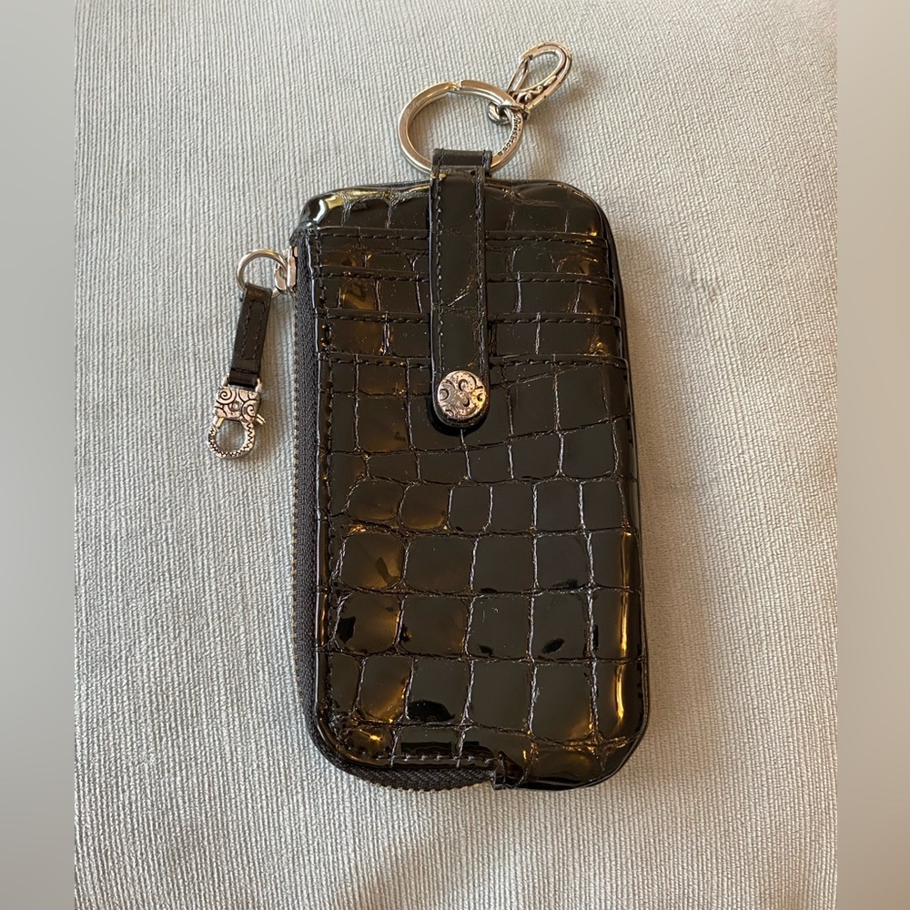 EUC Brighton keychain, wallet, black with silver hardware,7”x3”,coin pocket
